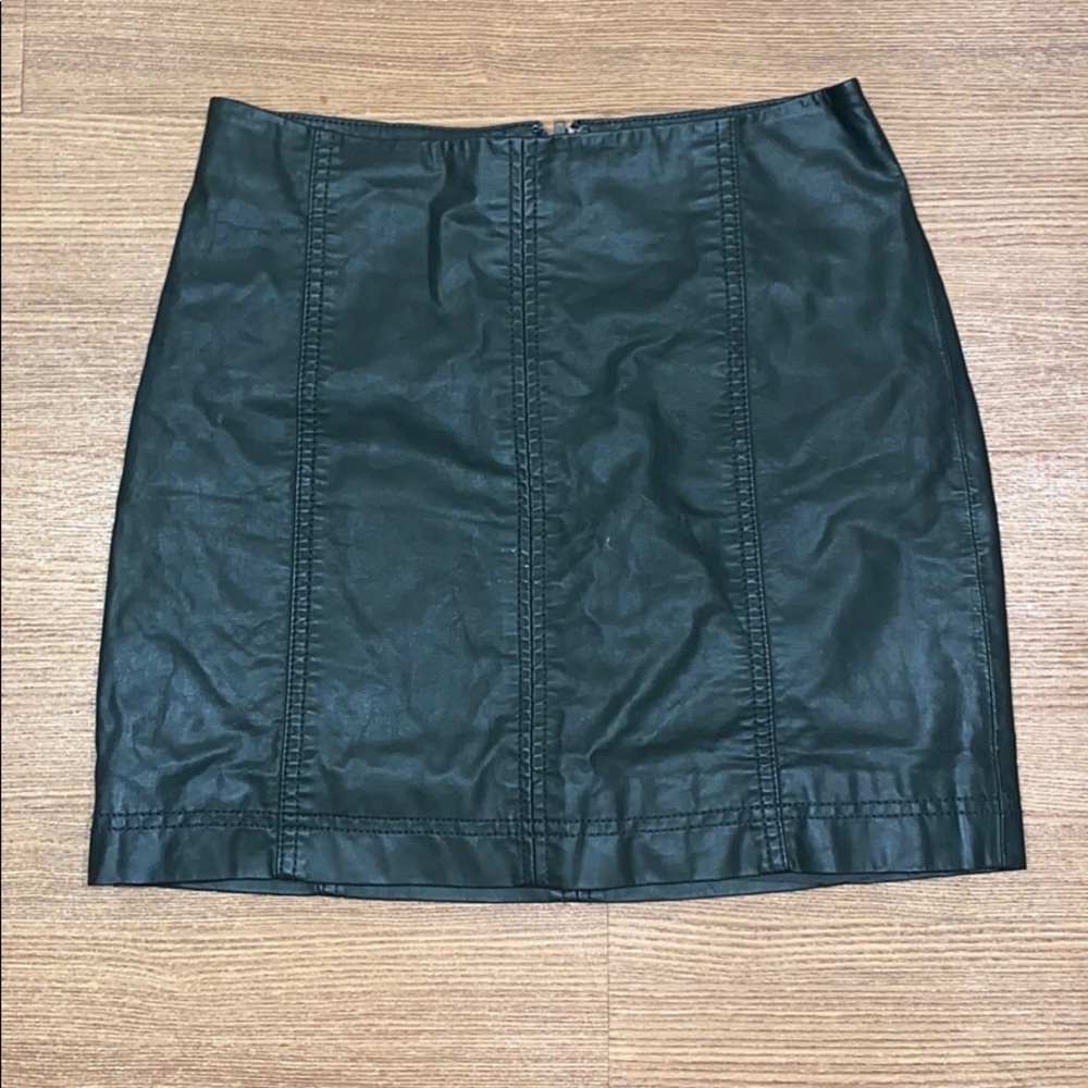 Free People | Olive Leather Mini Skirt